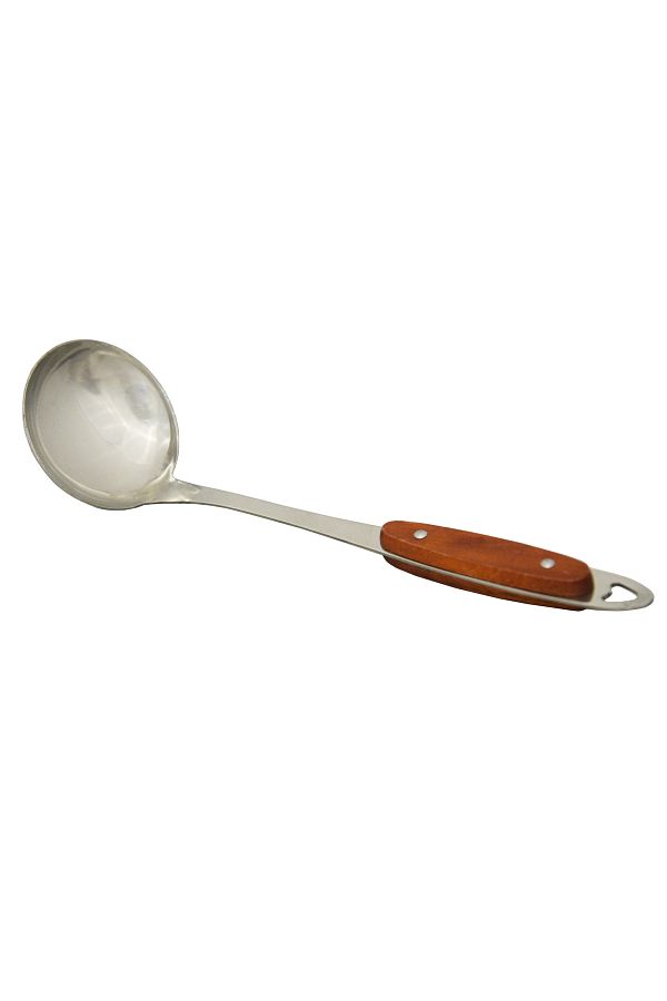 Generic-Stainless steel food scoop with wooden handle 1