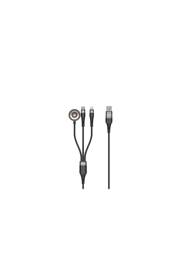 iOsuite-كابل زنك 4 في 1 (USB-A + USB-C) إلى (USB-C + Lightning) - 60 واط - 1.2 متر - أسود 1
