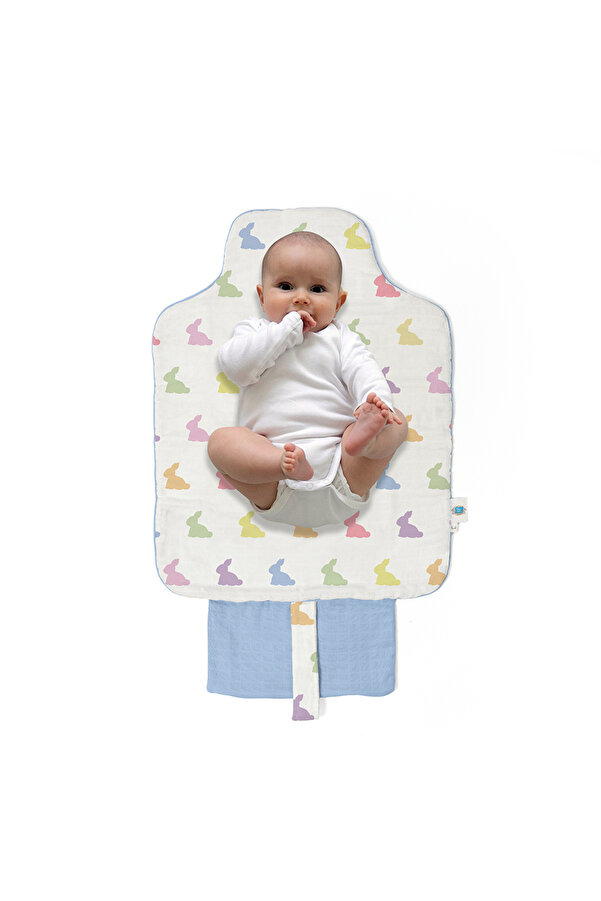 Deux Lapins %100 Pamuk Pratik Alt Değiştirme Matı - Rainbow Lapin Blue