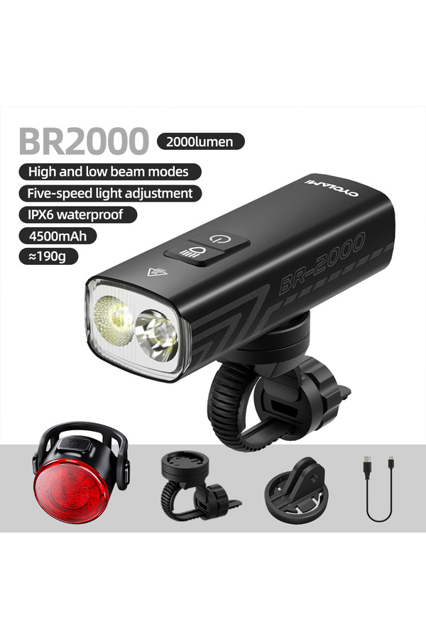 CYCLAMI-BR2000 and Taillight CYCLAMI Bike Headlight Bicycle Front Light Flashlight Handlebar Type-C MTB Road 1