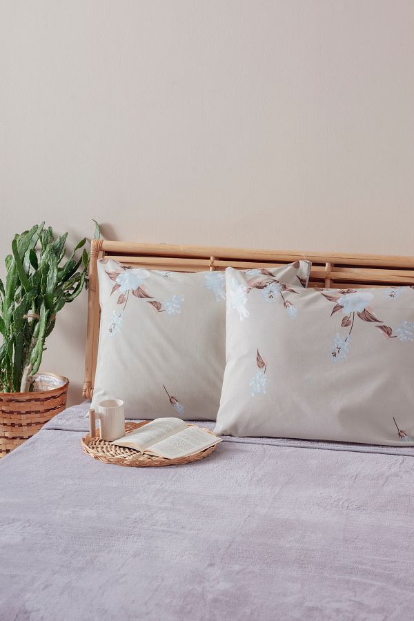 Mislina Home-Față de pernă 2 bucăți, bej, cu model de flori, bumbac, poliester, ușor de călcat 50x70 1
