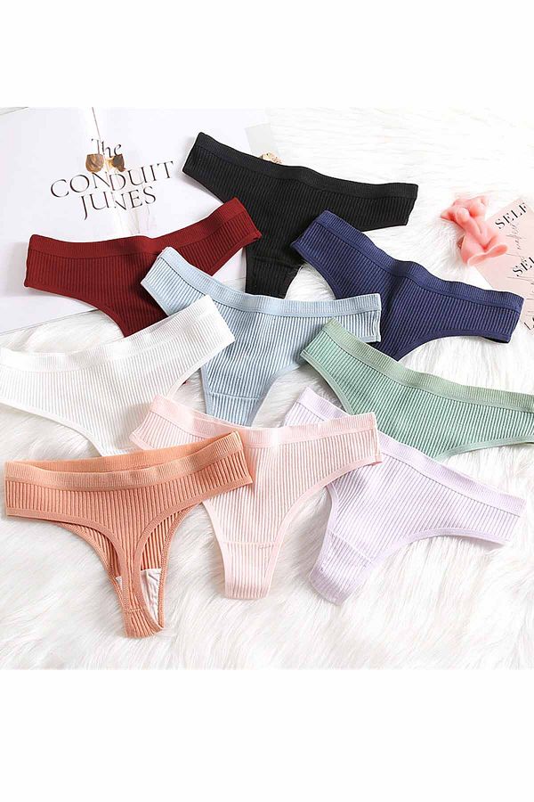 Merry See-Set of 9 9 Colors Cotton String Panties 1