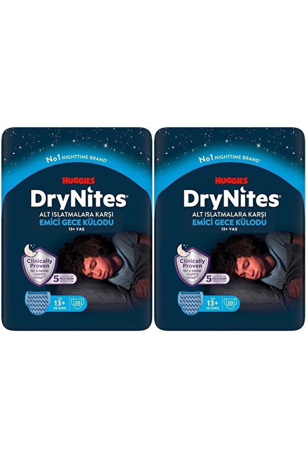 DryNites Emici Gece Külodu/Külot Bez Erkek 13+ Yaş (48-60KG) X Large 40 Adet Mega Pk (2PK*20)