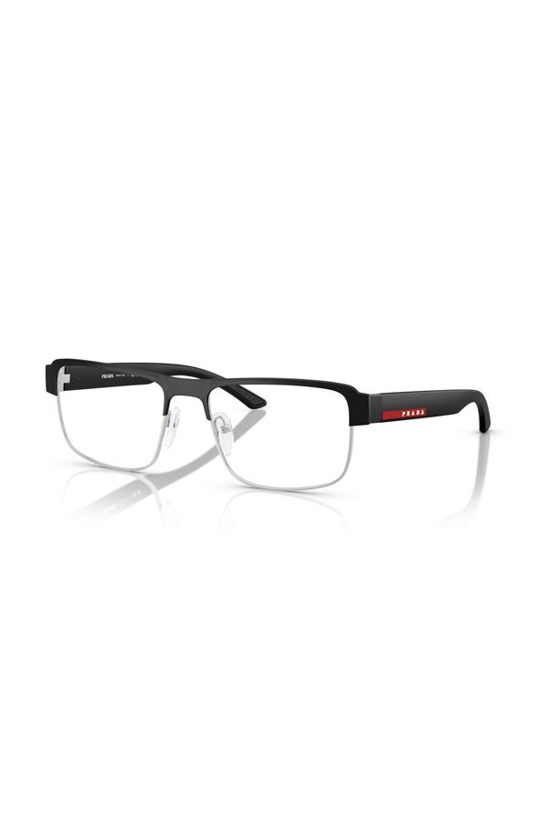 Prada Linea Rossa-Man Rectangular Eyeglasses- Ps 51rv - Lense Size:54mm - Matte Black/silver 1