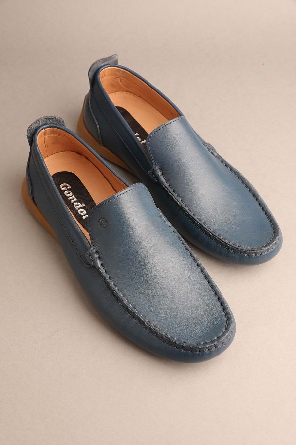 Gondol-Loafer clasic din piele naturală pentru bărbați Albastru 42 Ttx.2013 1
