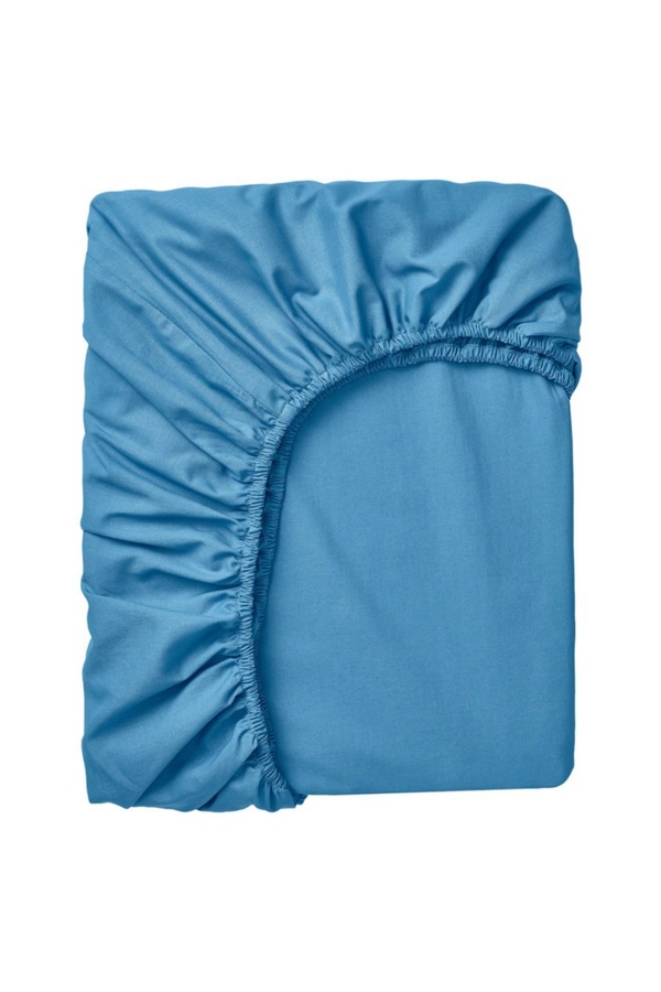 IKEA-DVALA Blue Fitted Sheet 160x200 cm – 100% Cotton, Soft, Durable & Breathable Bedding 1