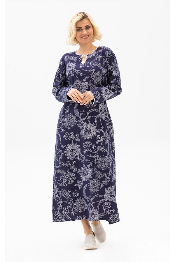 Eliş Şile Bezi-Mânecă lungă Plus Size Sile Stofa imprimată Rochie lungă de vara Sycamore Model Violet Violet 1