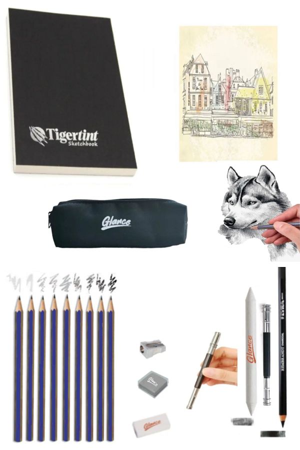GLANCE-Tigertint Sketchbook Notebook 100 Gr A5 80 Yp Graduated Pencil Sketch Set 1