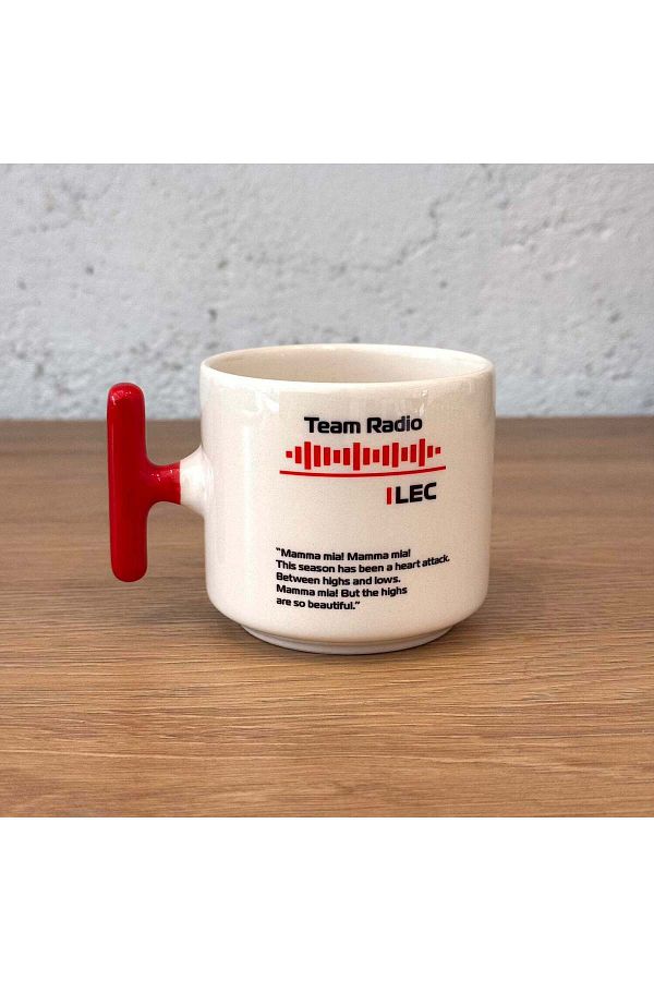 The Lucid Lab-Ferrari Team Radio / Charles Leclerc Red t Cup with Handle 1