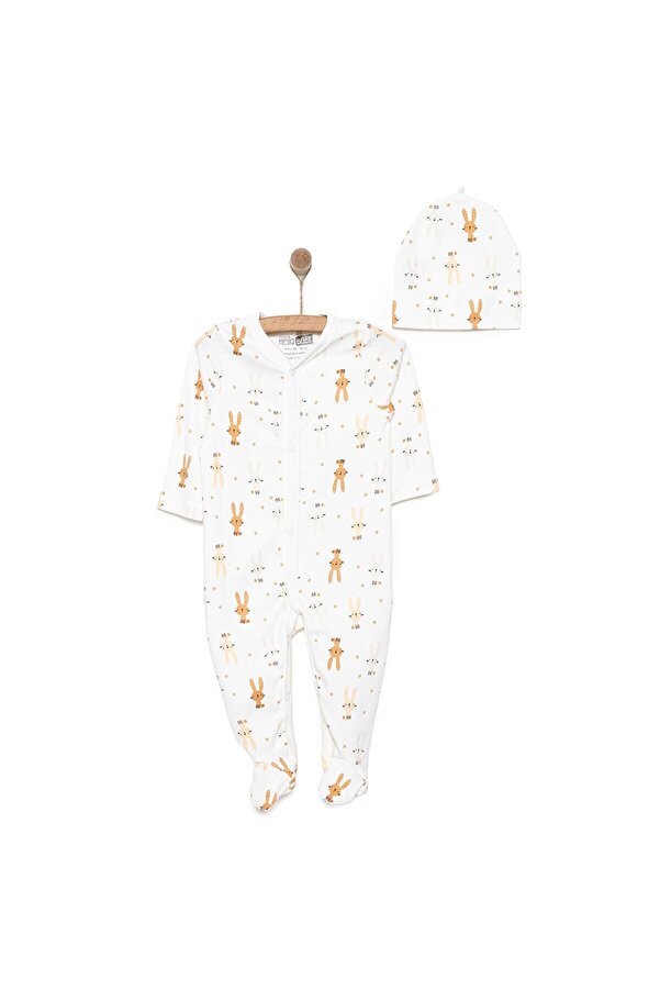 ebebek Hello Baby HelloBaby Yenidoğan Hayvanlar Baskılı Kız Tulum-Şapka Kız Bebek