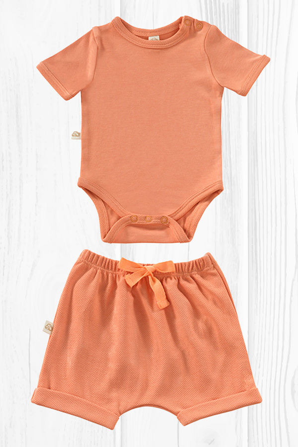 tinylamb Elation Desset 2 Parça Kısa Kollu Bebek Yazlık Bodysuit Ve Şort Seti - Unisex Baharlık Bebek Seti