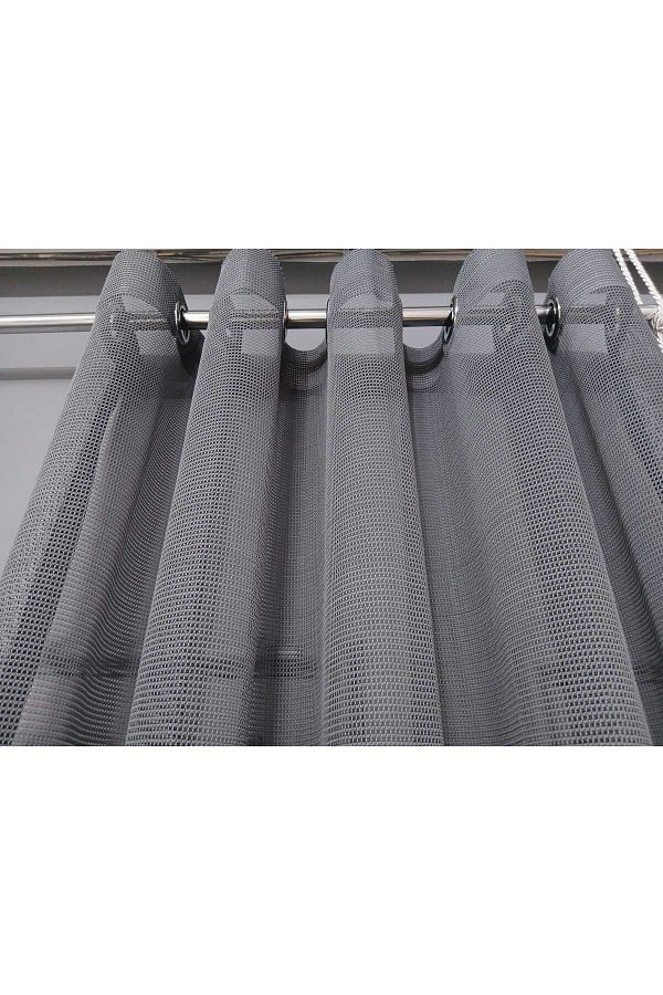 farbateks-Gray Mesh Rustic Tulle Curtain Eyelet Curtain Rustic Tulle Curtain 1