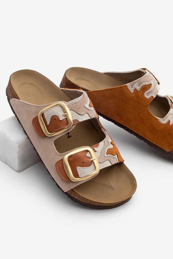 Marjin-Women's Double Banded Eva Sole Leather Slippers Multilayered Southern Clothes 1