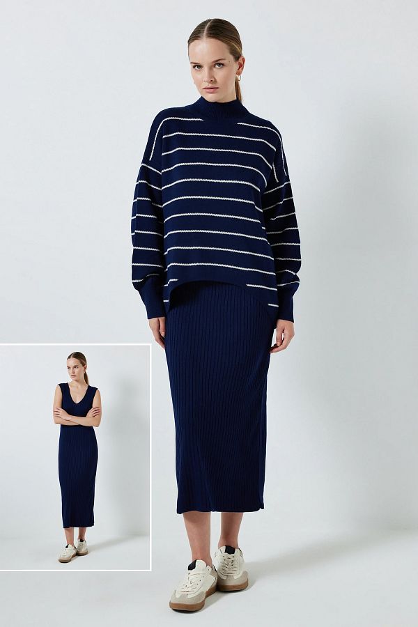 REMSA-Touche سترة مخططة DressKnitwear مجموعة 025 الأزرق الداكن 1
