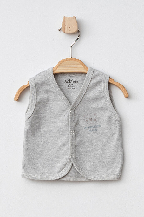 Aziz Bebe My Favorite Desenli Penye Yelek 0-24 Ay Arası Beden