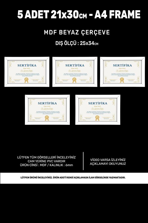 Bytwo-5pcs A4 Frame White PVC 21x30 Frame For Certificate Frame For Diploma Frame For Document 1