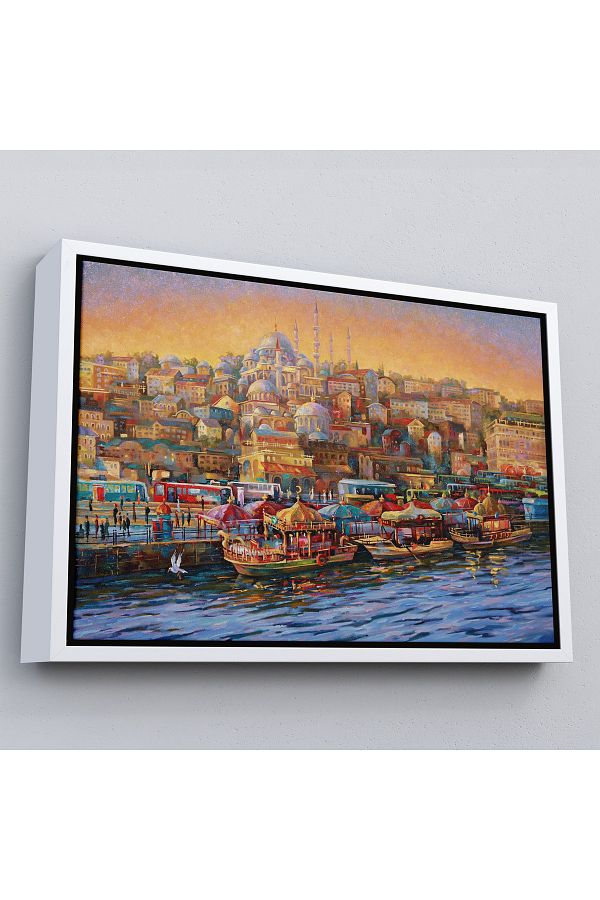Harita Sepeti-Painting of a Kitten in Front of Sultan Ahmet Mosque with a White Frame 1