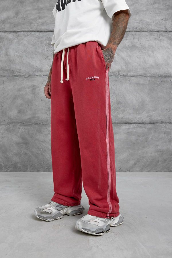 NOMARC-Red Elastic Washed Baggy Sweatpants 1