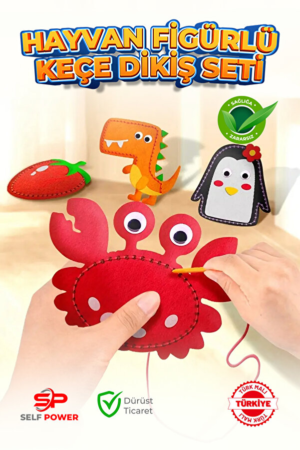 Self Power 10 Adet Çocuklar Için Kendin Yap Keçe Dikiş El Sanatları Seti 3 Yaş Ve Üzeri Çocuklar Için