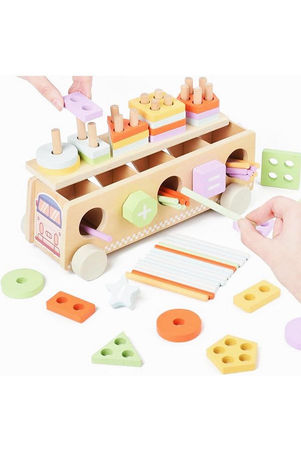 AM ANNA-Montessori Toys Wooden Color & Shape Sorting Learning Matching Box 1