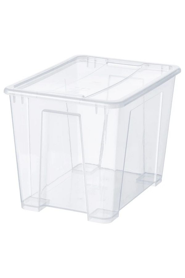 IKEA-SAMLA Box with Lid, Transparent, 39x28x28 cm, 22L – Durable Storage Solution 1
