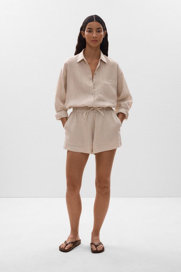 Oysho-100% Linen Shorts 1