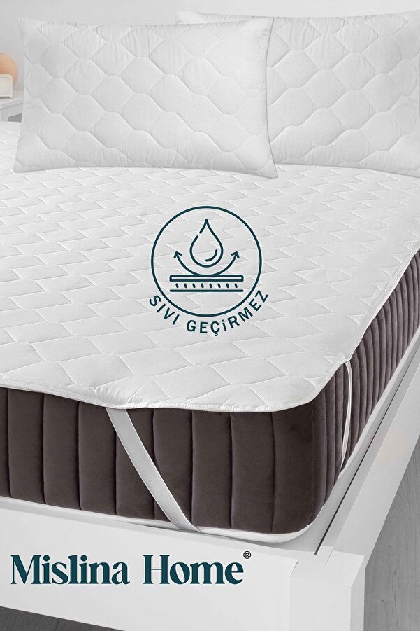 Mislina Home Kapitone Microfiber Köşe Lastikli Ped Sıvı Su Geçirmez Bebek Çocuk Yatak Koruyucu Alezi