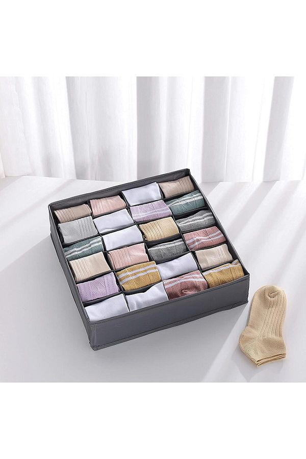 fulina-24 Socks Storage Boxes,Cell Collapsible Divider,12.6 x 12.6 x 3.9 in,PBT fabric,for Clothes,Socks 1