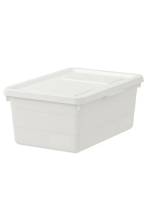 IKEA-SOCKERBIT Box with Lid, White, 38x25x15 cm – Stackable & Durable Storage Solution 1