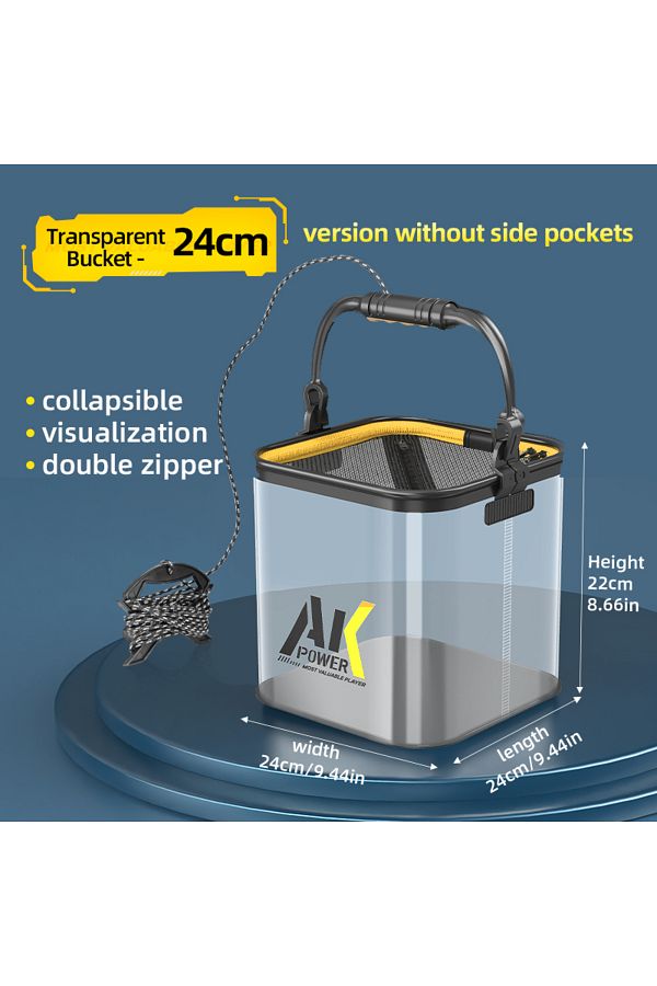 Choice-Basic Type 24cm YUZHIYUAN Transparent Fishing Bucket Foldable Multifunctional Live Fish Container Fi 1