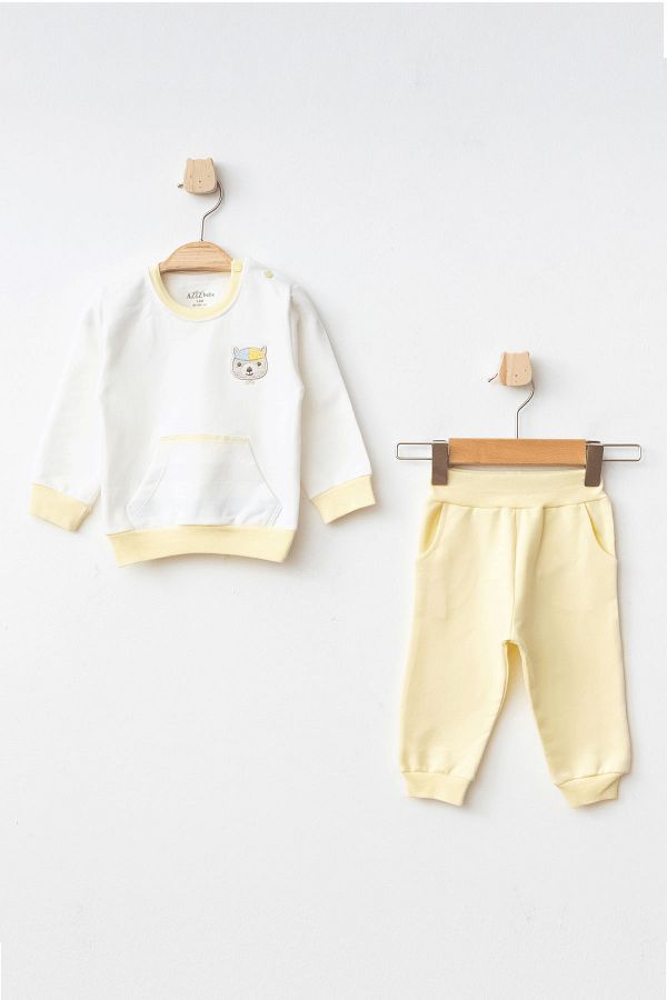 Aziz Bebe-Baby Boy Bear Embroidered Sweatshirt Pants 2-Piece Bottom Top Baby Set 3 Months - 36 Months 1