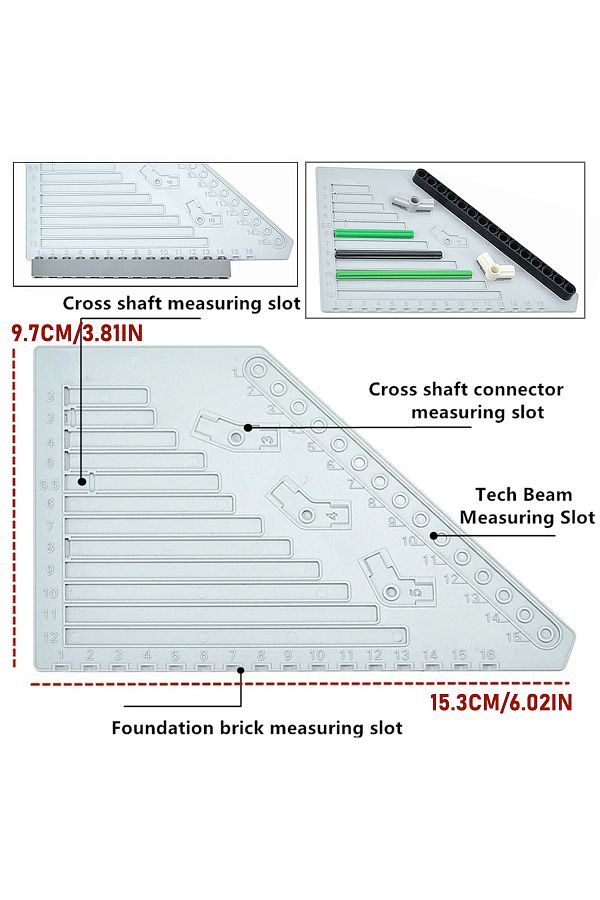 Choice-GRAY Multi-functional building block assembly aid, ruler template set, suitable for technology serie 1