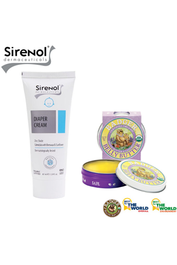 Sirenol Badger Karın Bölgesi Nemlendirici Krem ve Bebek Pişik Kremi Set