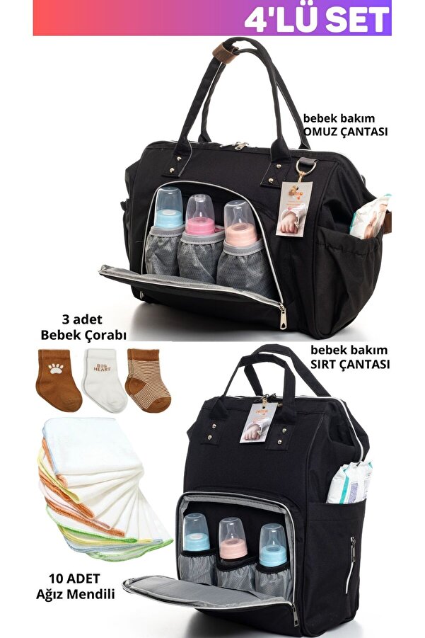 sahra bebek Büyük Bebek Doğum Seti(BEBEK BAKIM OMUZ ÇANTASI,SIRT ÇANTASI,10'LU AĞIZ MENDİLİ VE 3'LÜ ÇORAP)