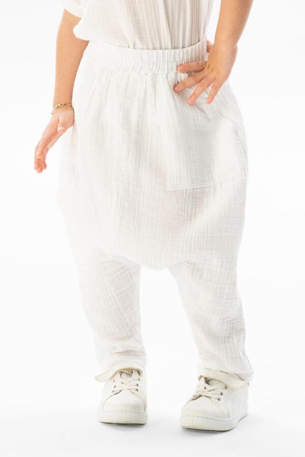 Eliş Şile Bezi-Western Summer Girl's Baggy - White Byz 1