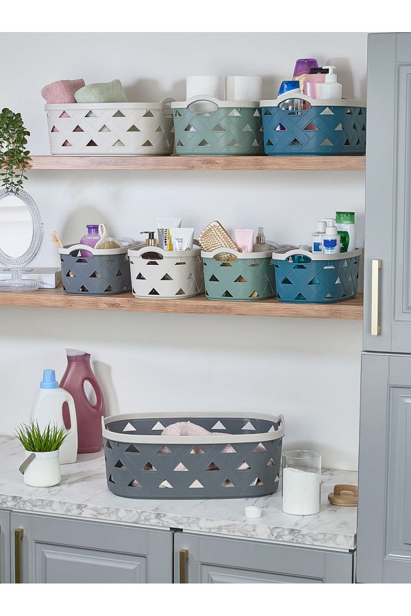Mapple Home-Leather Patterned Mini Organizer Basket 1.9 Lt 1