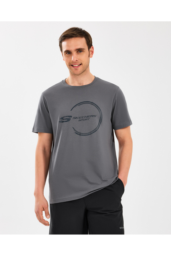 SKECHERS-M Lightweight Graphic Tee T-Shirt Men Gray Tshirt S2510161-003 1
