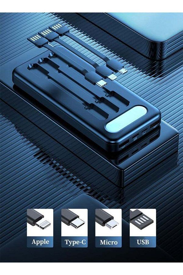 fulina-Power Bank with 12000mah Large Capacity,Built-In 3 Cable,12W power and LED Display,For travel(Black) 1