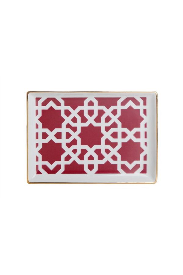 Porland-Morocco Patterned Fuchsia Breakfast Plate - 18x13 1