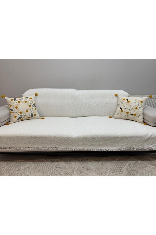 ŞENER HOME-Modern Multi-Purpose Throw & Sofa Cover - Cream 1