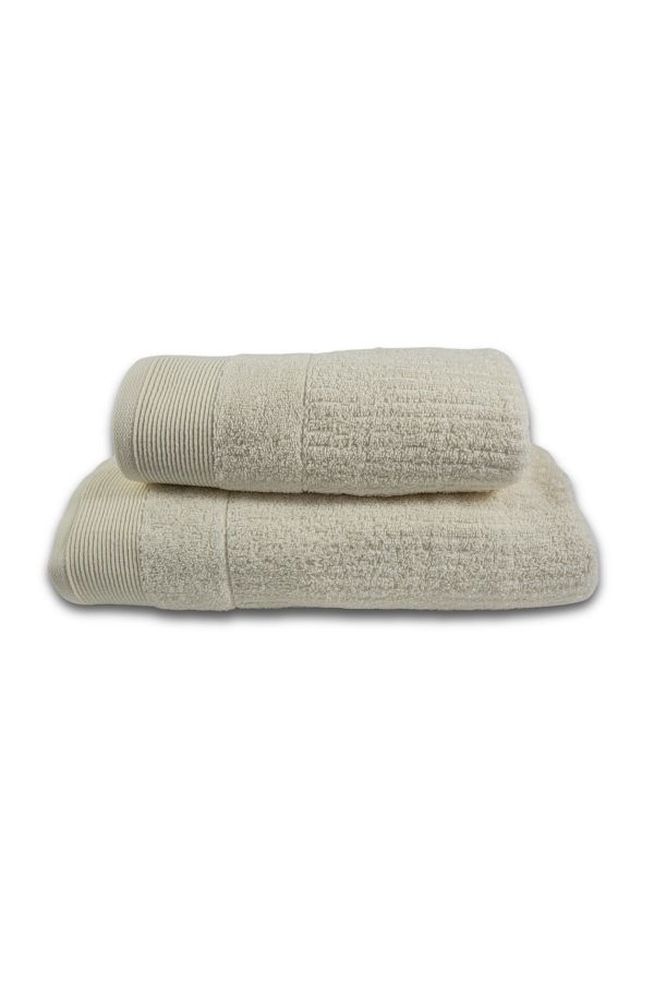 Class Home Collection-Set 2 prosoape absorbante, 100% bumbac Jacquard, 500 g/m², 50x100 cm + 70x140 cm, Linos, Crem 1