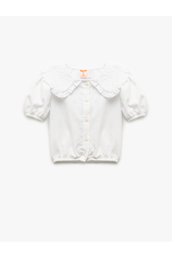 Koton Brodeli Kısa Kollu Pamuklu Bebe Yaka Gömlek