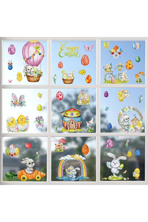 Universal-Set of 9 sheets of Universal window stickers, PVC, multicolor 1