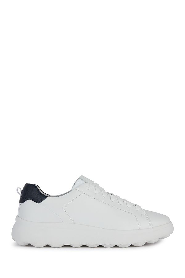 Geox-White Spherica EC4.1 - Lace-Up Leather Sports Sneaker U45FUA00043C1000 1
