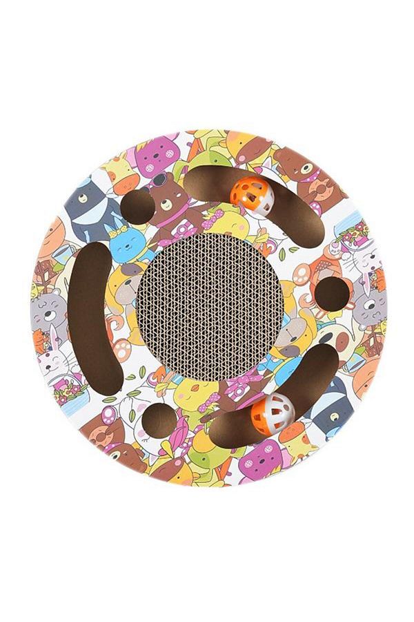 Glipet-Bulk Round Cardboard Cat Scratch with Bell 29X5 cm 1