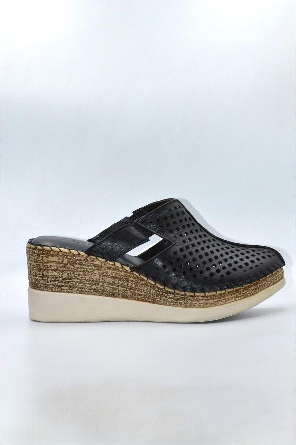 Biolife-Women's Genuine Leather Black Comfort Daily Slippers - (Fth-0052) 1