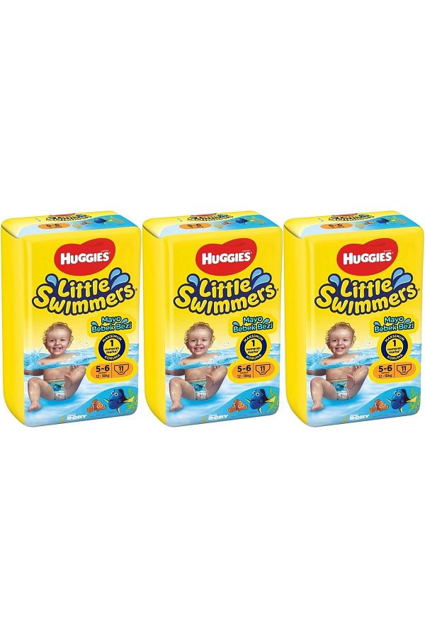 Huggies-Little Swimmers Swimsuit Baby Diaper - Kg:5-6 (12-18kg) - 33 Pieces (3Pk*11) 1
