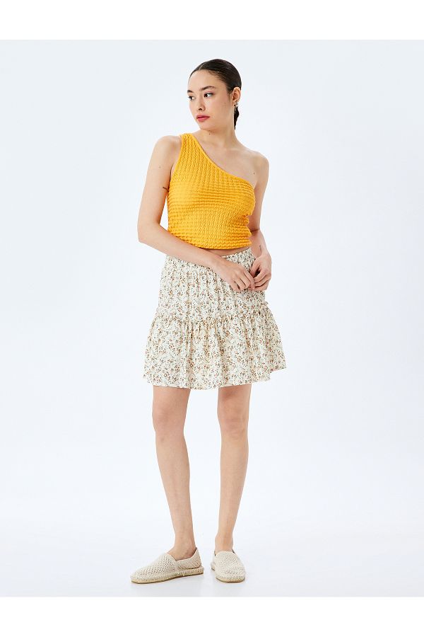 Koton-New Season Viscose Layered Flounce Floral Mini Skirt 1