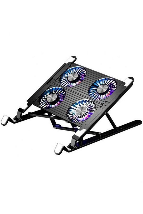 COOYA-Laptop Stand, Foldable, Portable with 4 Quiet Fans for Notebook, 7 Adjustable Height, LED Light 1