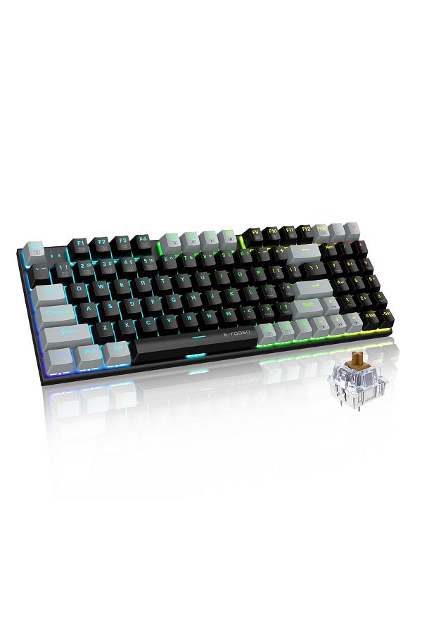 e-yooso-94 Keys Gasket Mechanical Keyboard, Wired Brown Switch Gaming Keyboard with Number Pad 1